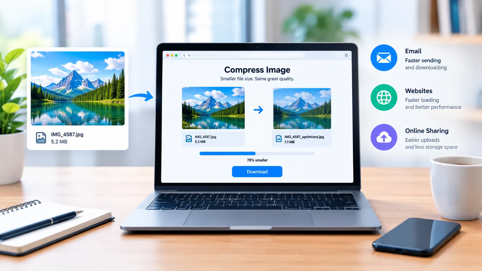 Reduce Image File Size for Email and Websites